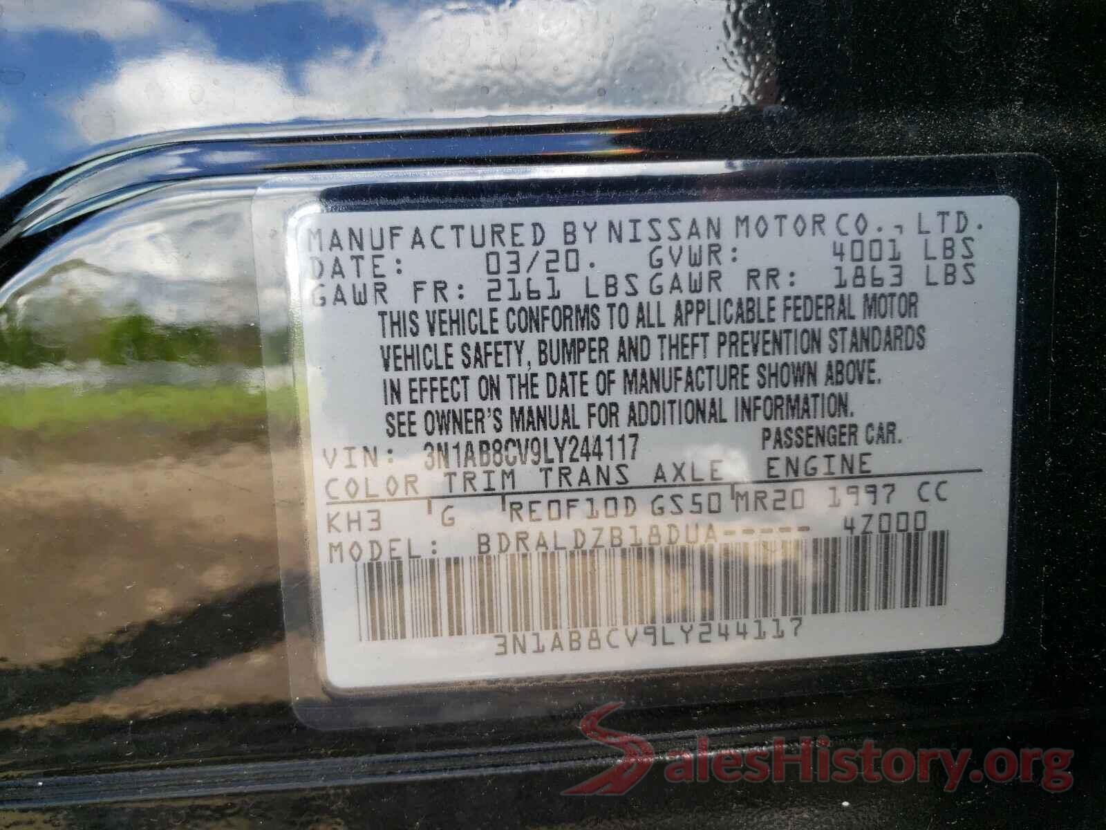 3N1AB8CV9LY244117 2020 NISSAN SENTRA