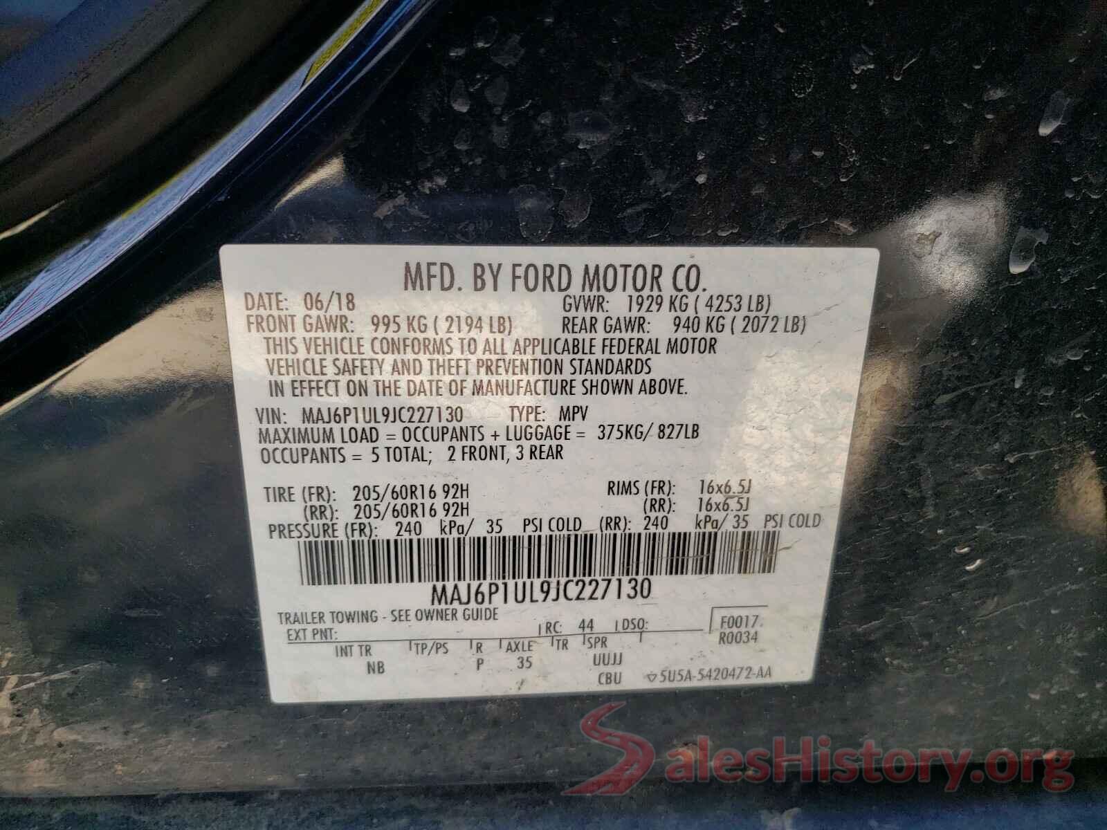 MAJ6P1UL9JC227130 2018 FORD ALL OTHER