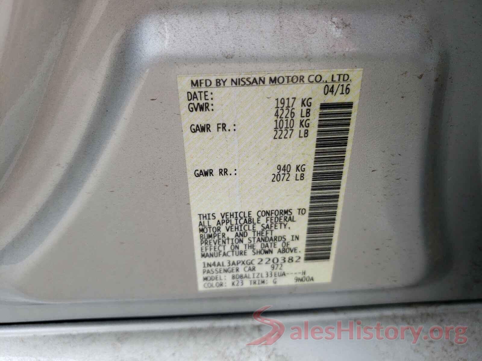 1N4AL3APXGC220382 2016 NISSAN ALTIMA