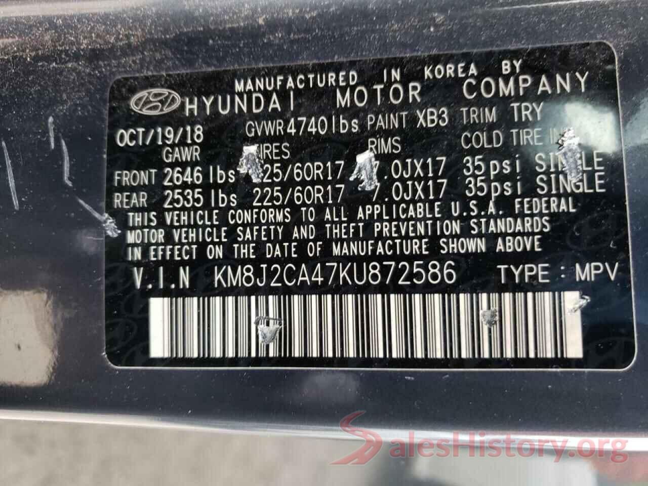 KM8J2CA47KU872586 2019 HYUNDAI TUCSON