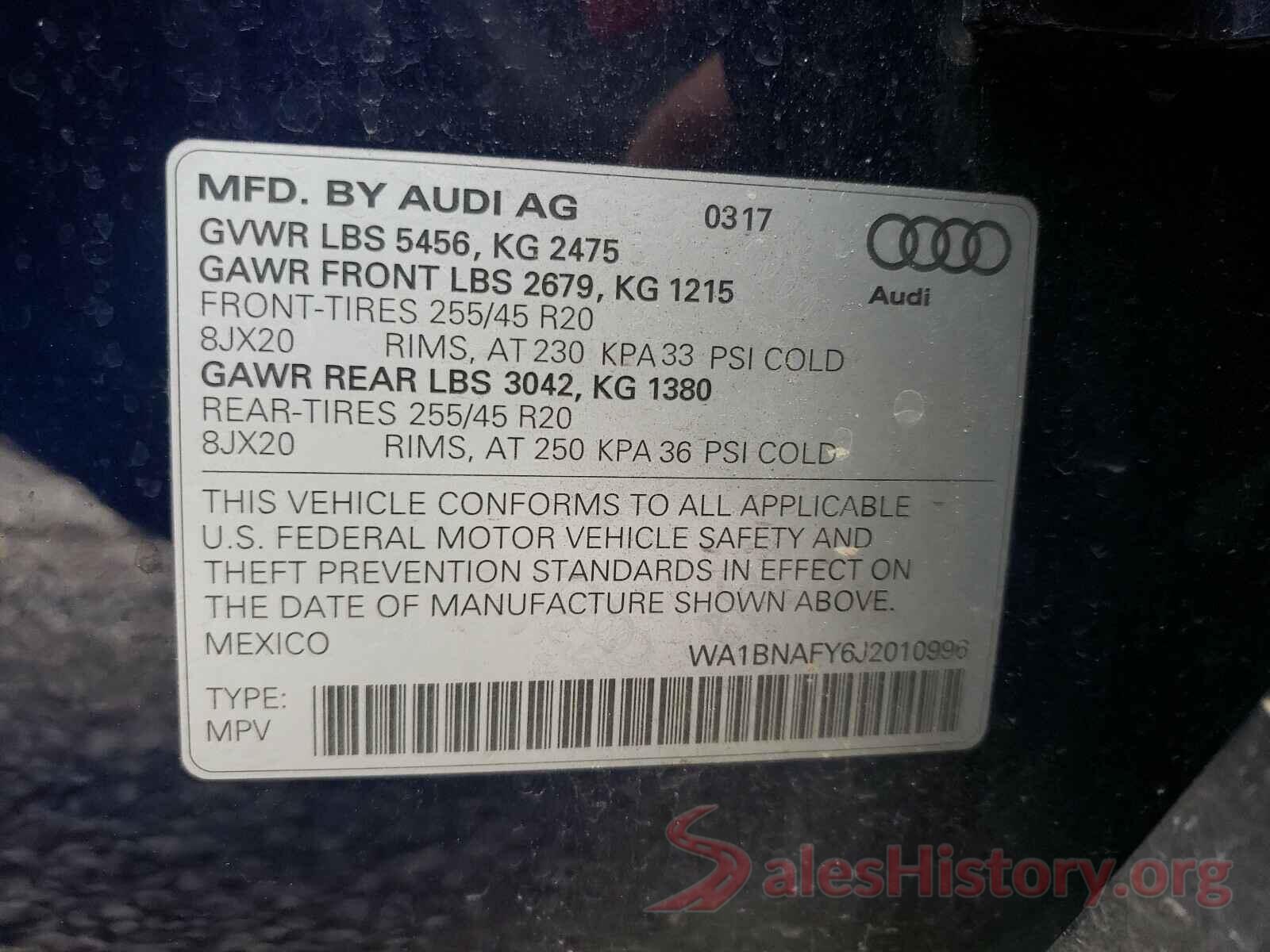 WA1BNAFY6J2010996 2018 AUDI Q5