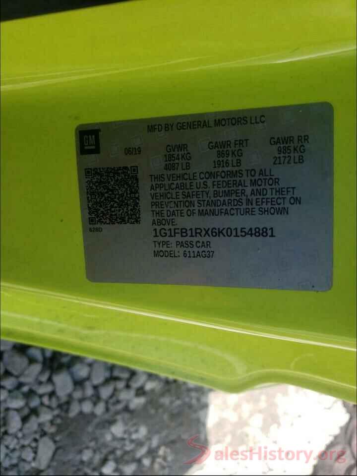 1G1FB1RX6K0154881 2019 CHEVROLET CAMARO