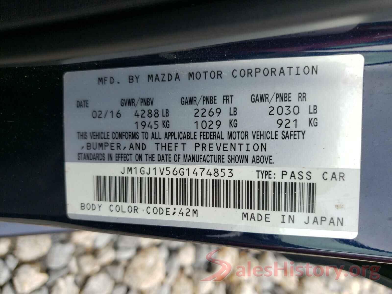 JM1GJ1V56G1474853 2016 MAZDA 6