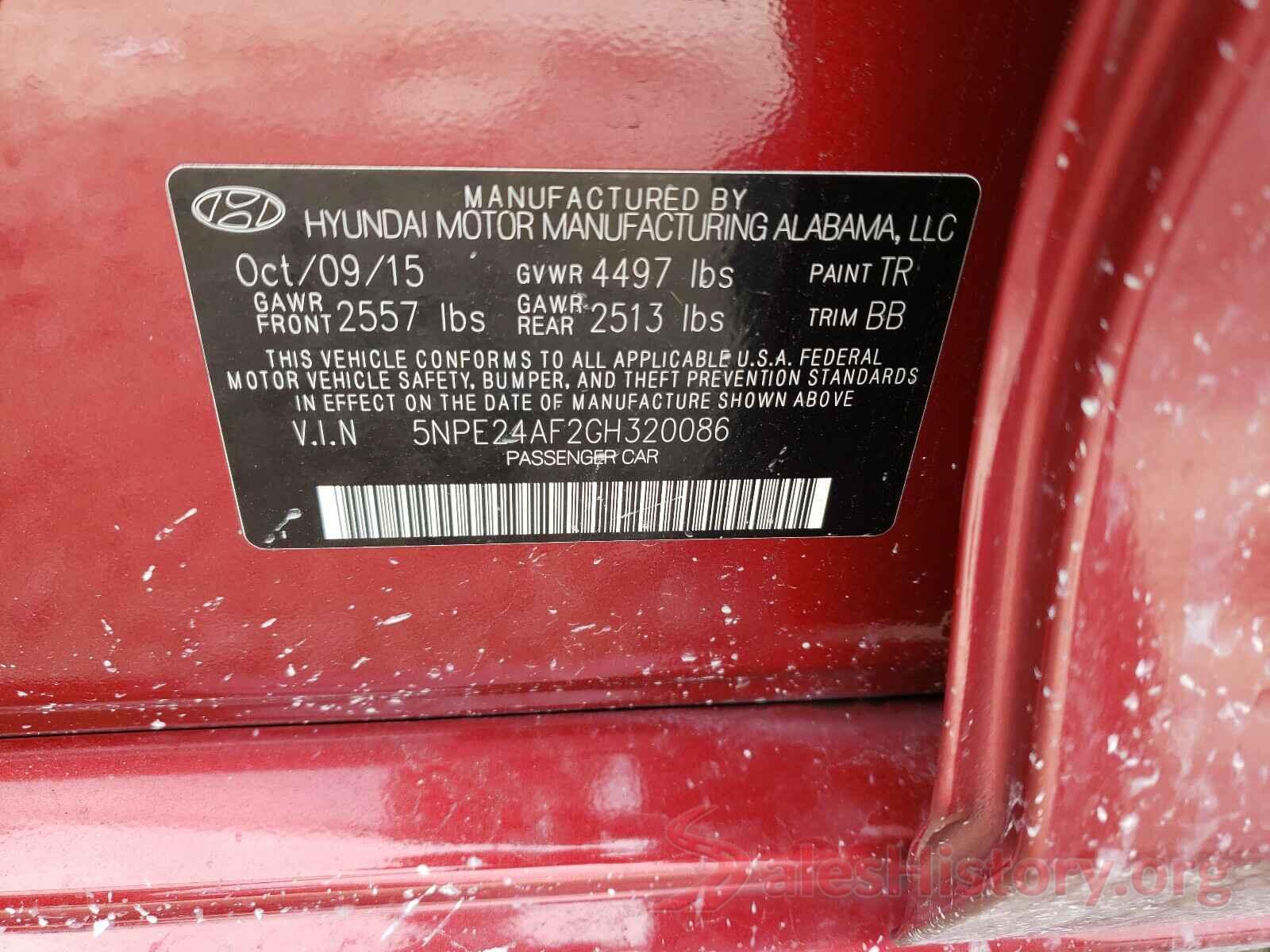 5NPE24AF2GH320086 2016 HYUNDAI SONATA