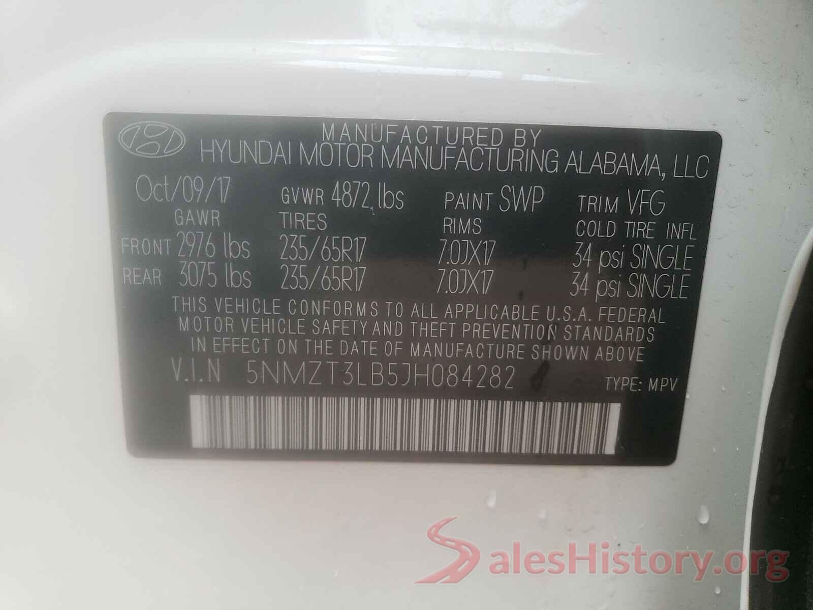 5NMZT3LB5JH084282 2018 HYUNDAI SANTA FE