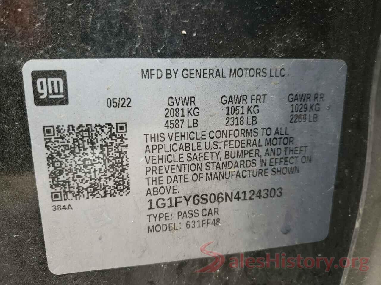 1G1FY6S06N4124303 2022 CHEVROLET BOLT