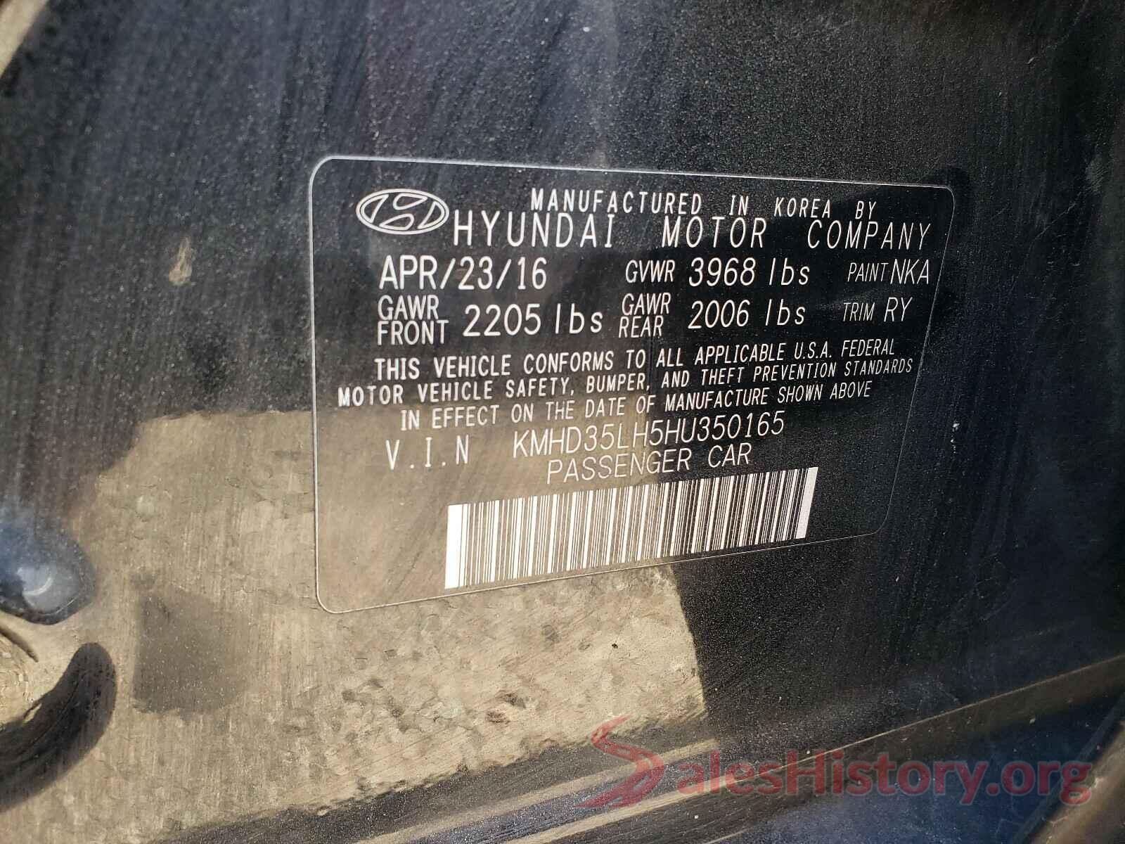 KMHD35LH5HU350165 2017 HYUNDAI ELANTRA