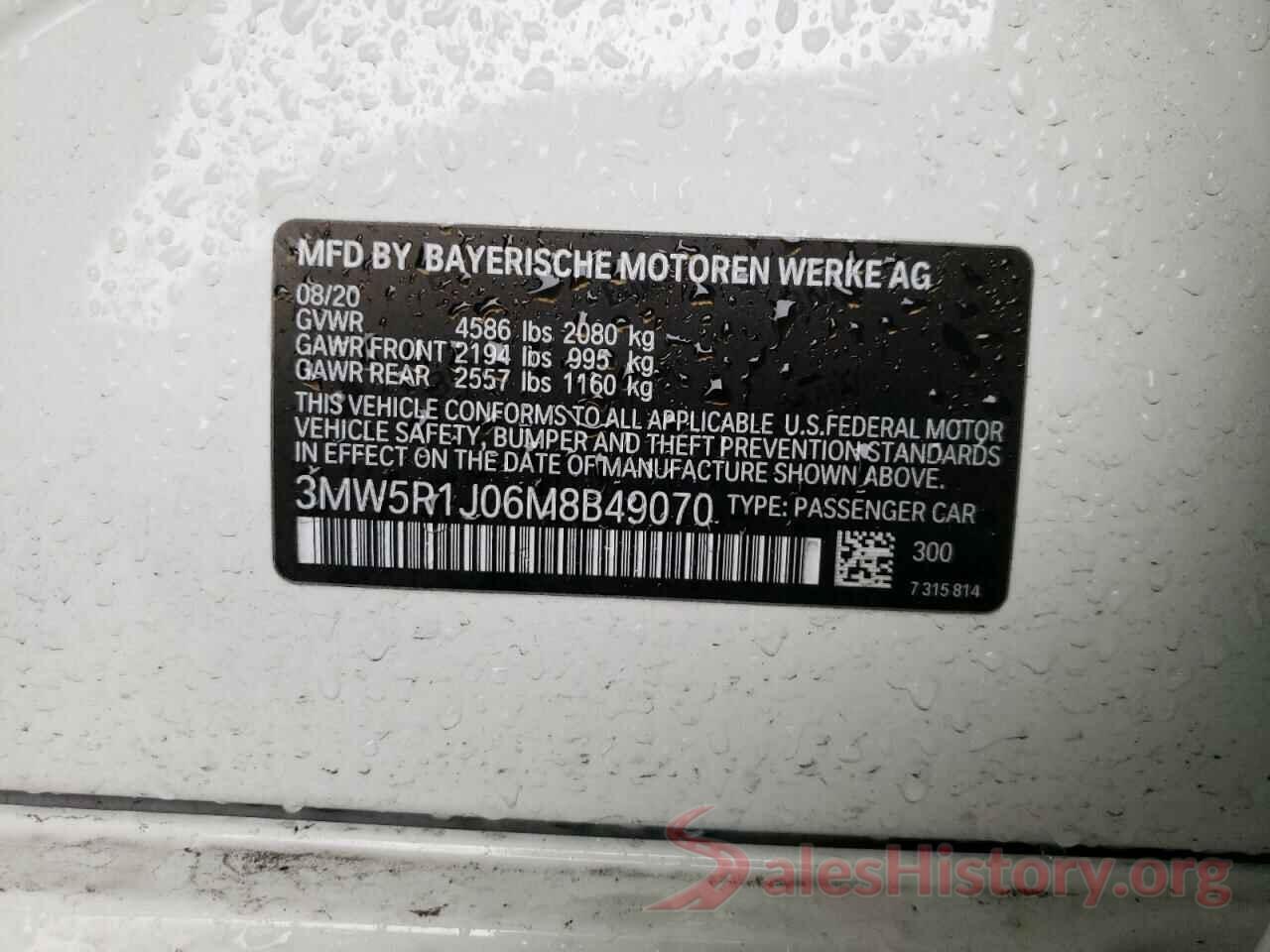 3MW5R1J06M8B49070 2021 BMW 3 SERIES