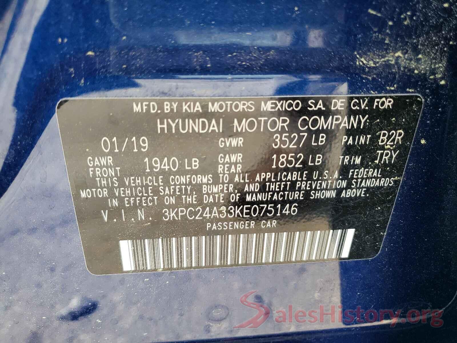 3KPC24A33KE075146 2019 HYUNDAI ACCENT