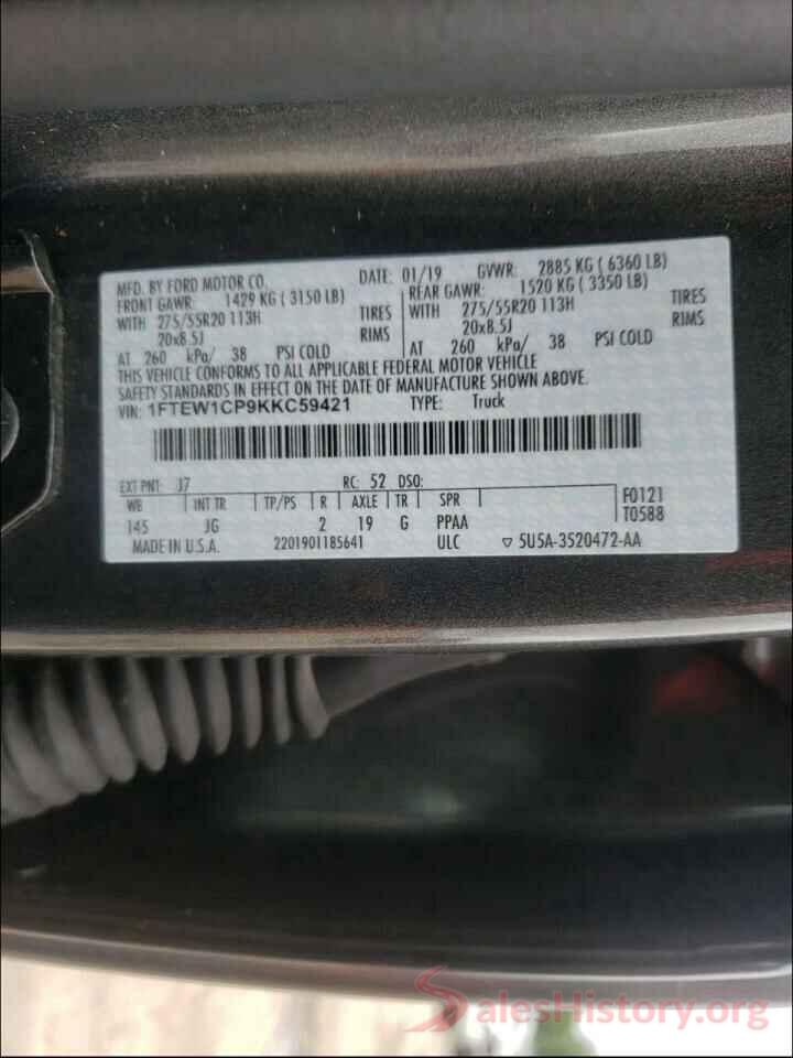 1FTEW1CP9KKC59421 2019 FORD F150