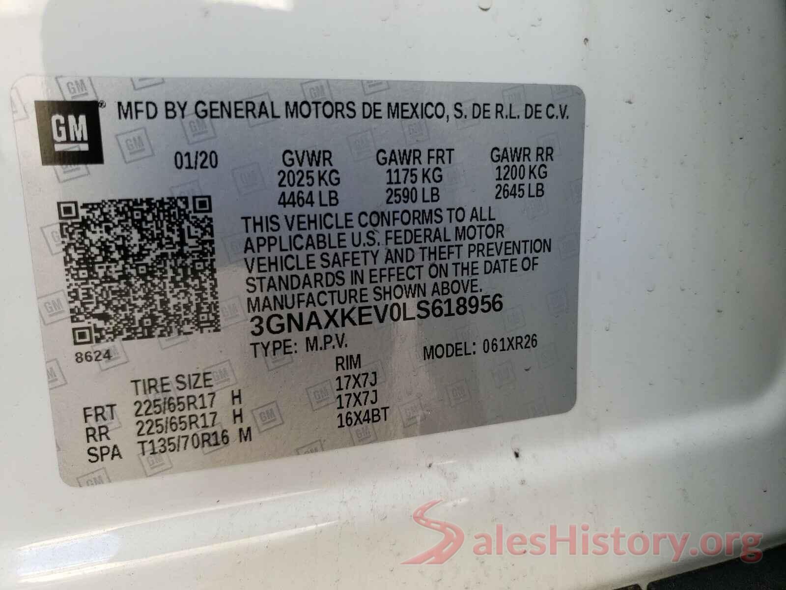 3GNAXKEV0LS618956 2020 CHEVROLET EQUINOX