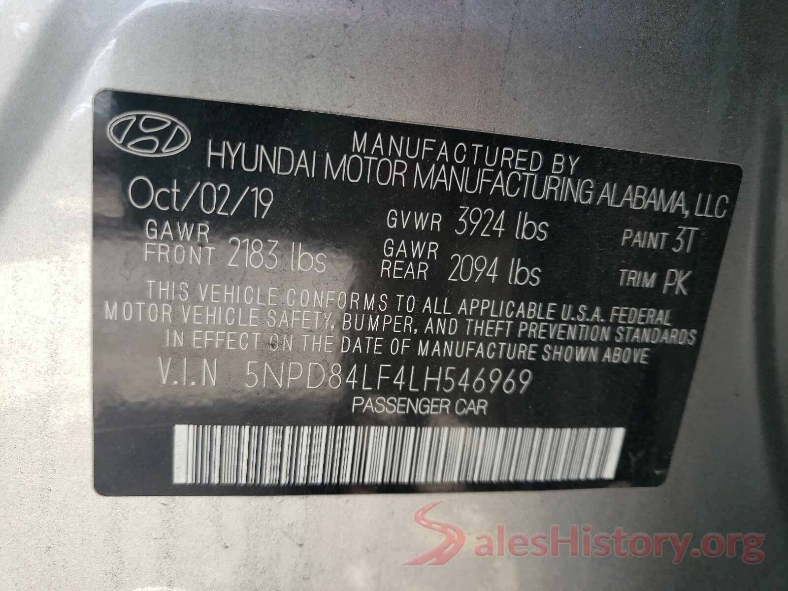 5NPD84LF4LH546969 2020 HYUNDAI ELANTRA