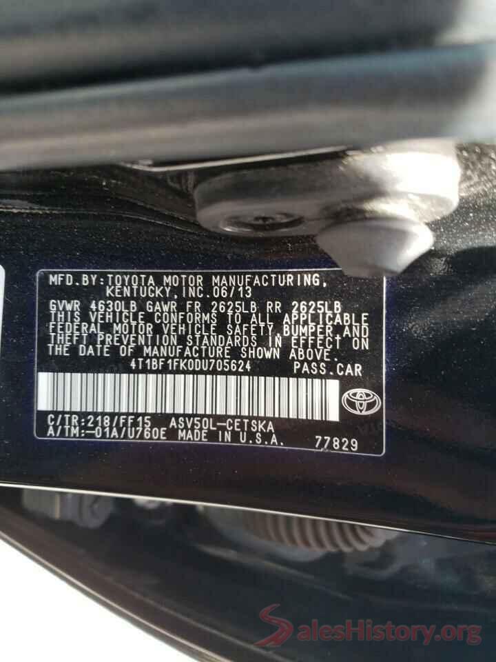 4T1BF1FK0DU705624 2013 TOYOTA CAMRY