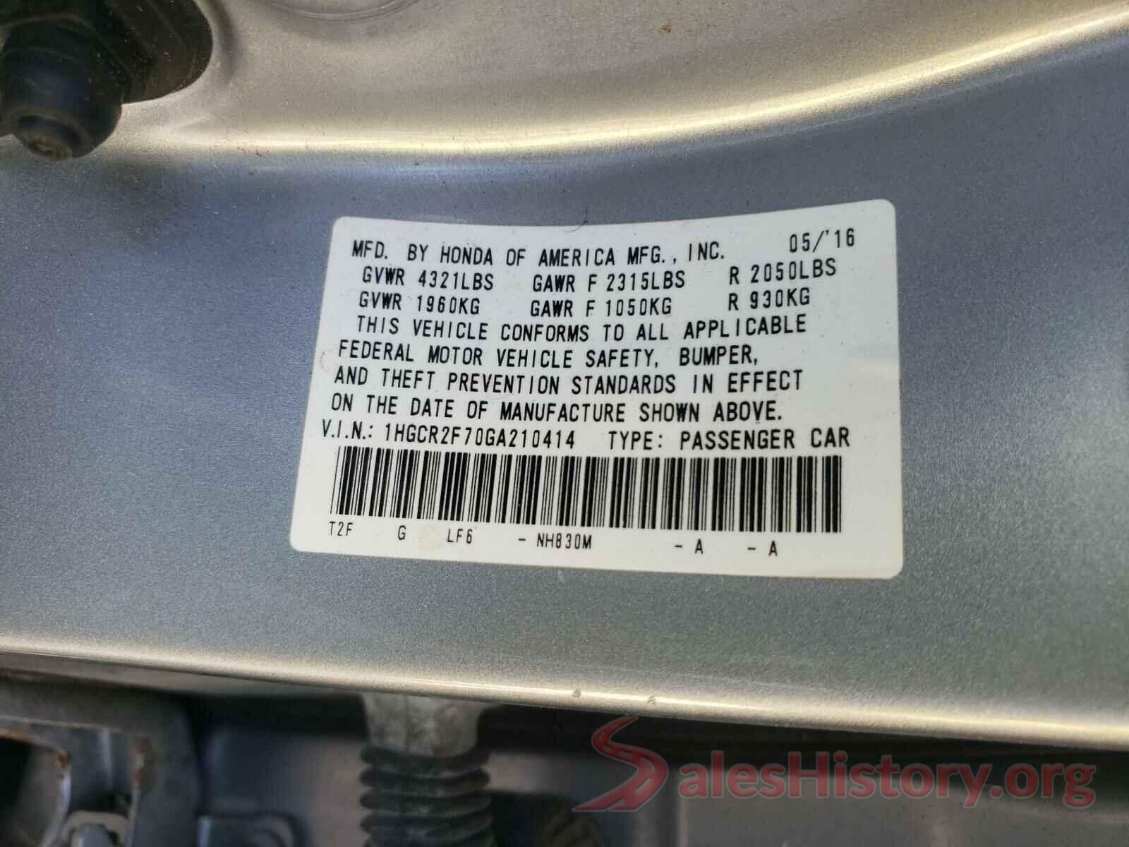 1HGCR2F70GA210414 2016 HONDA ACCORD