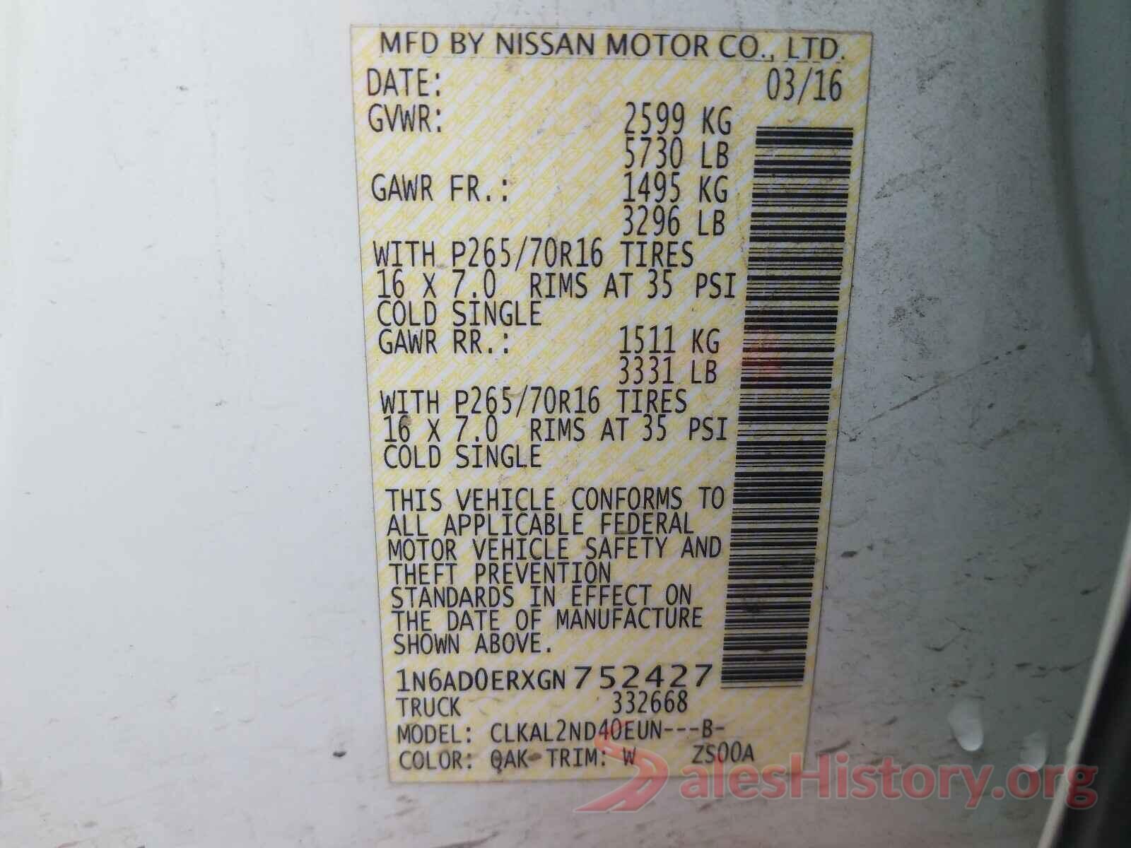 1N6AD0ERXGN752427 2016 NISSAN FRONTIER