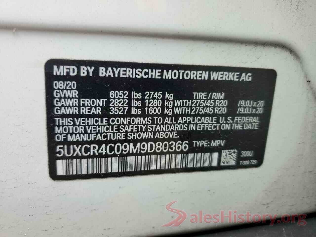 5UXCR4C09M9D80366 2021 BMW X5