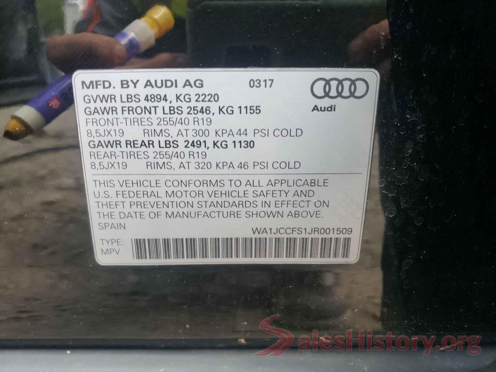 WA1JCCFS1JR001509 2018 AUDI Q3