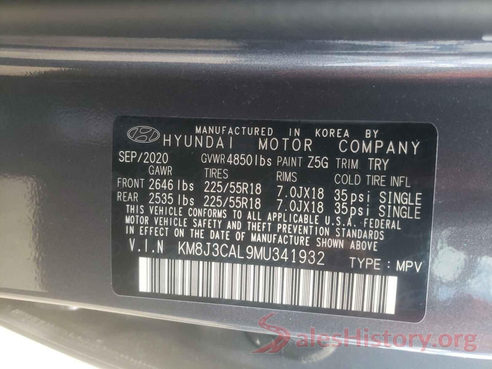 KM8J3CAL9MU341932 2021 HYUNDAI TUCSON