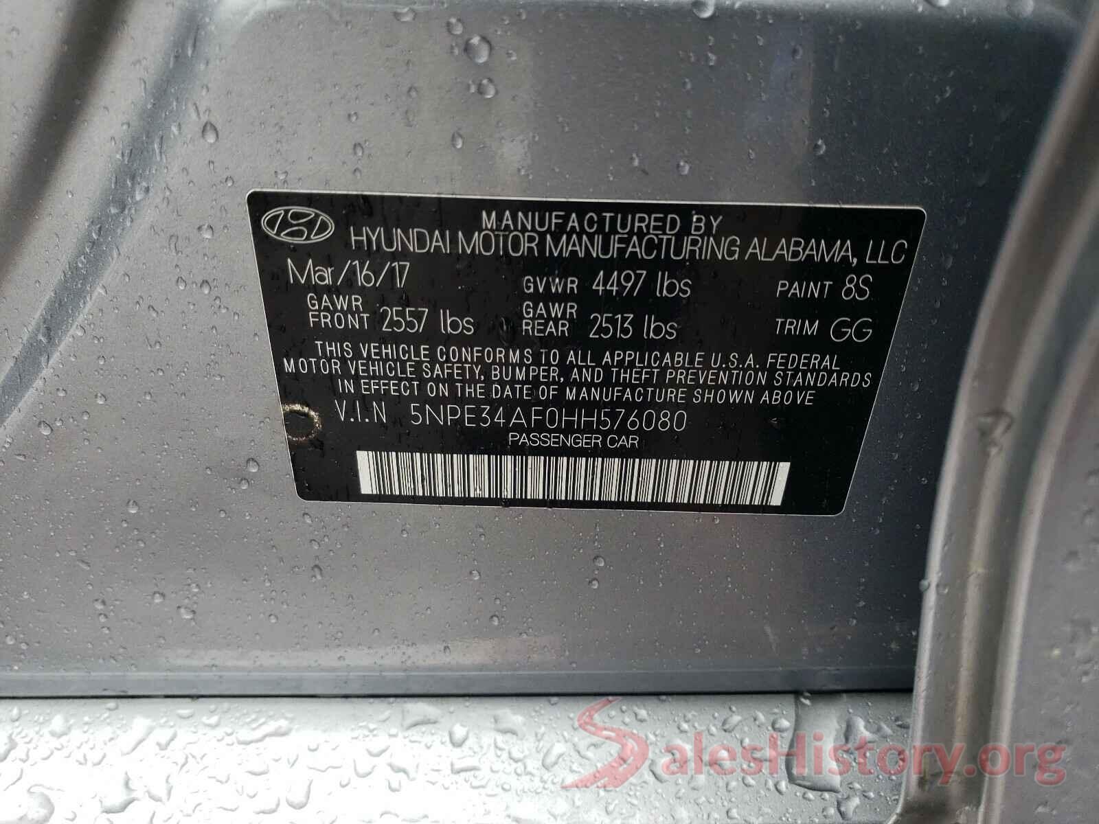 5NPE34AF0HH576080 2017 HYUNDAI SONATA