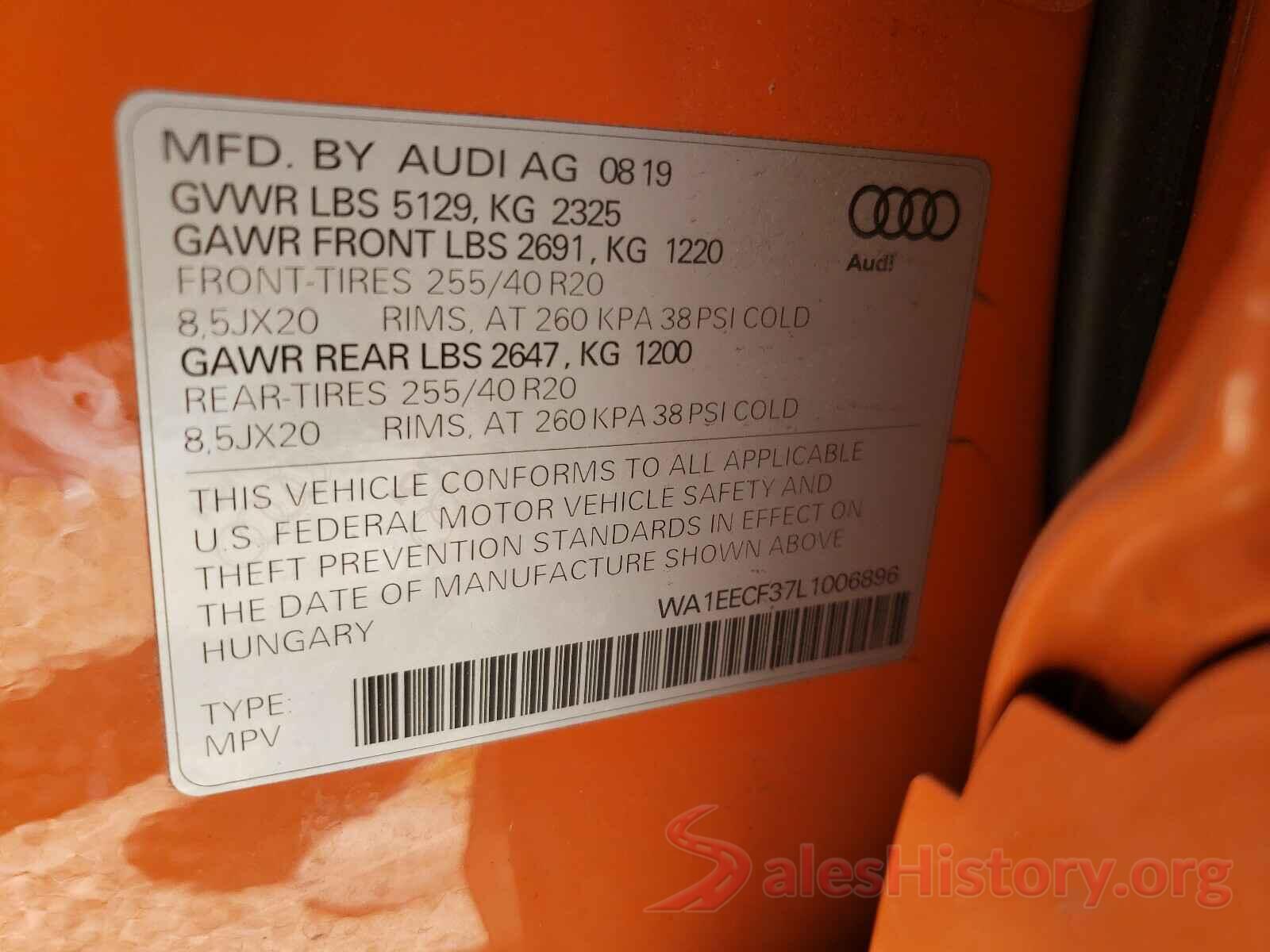 WA1EECF37L1006896 2020 AUDI Q3