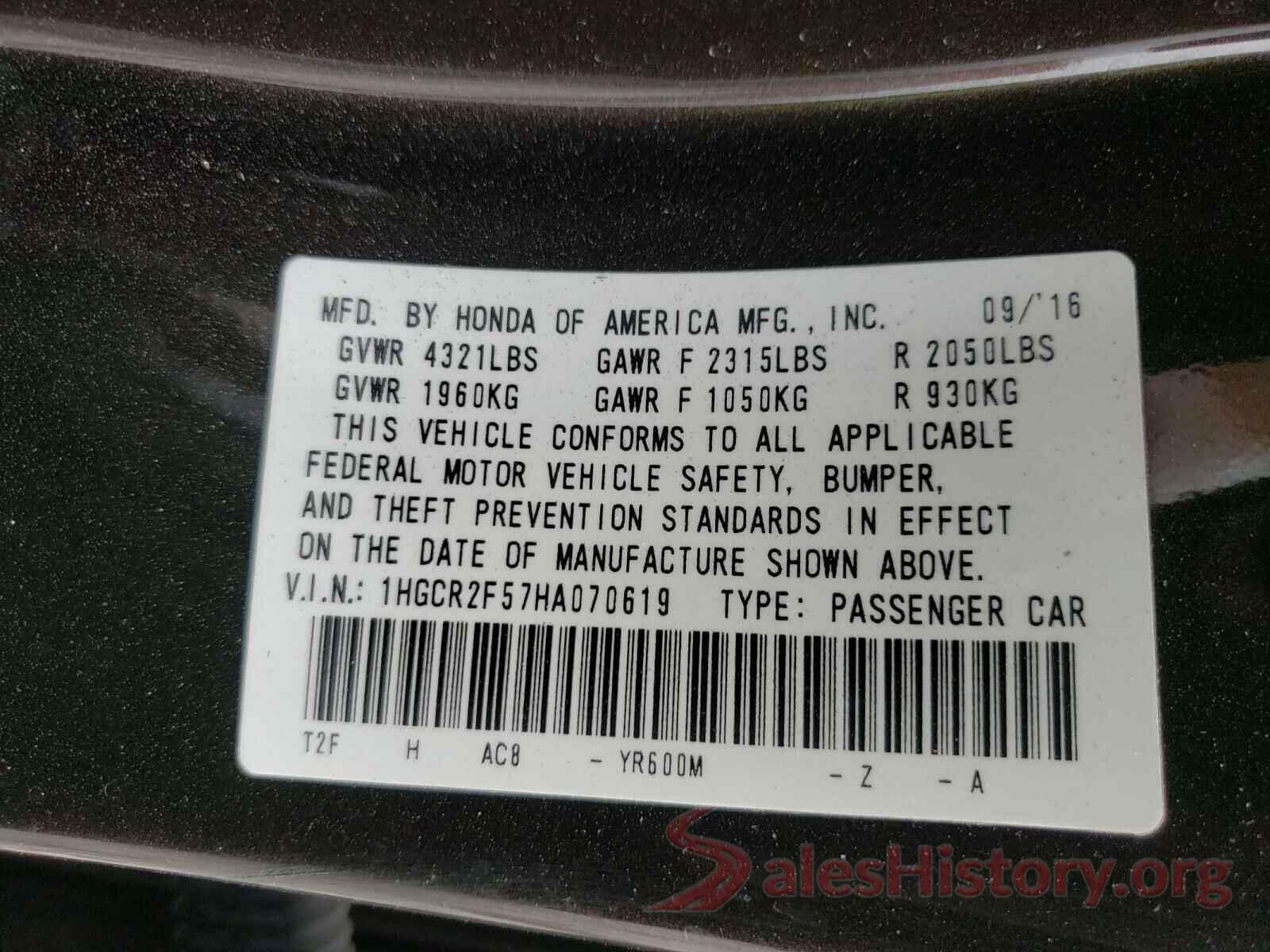 1HGCR2F57HA070619 2017 HONDA ACCORD