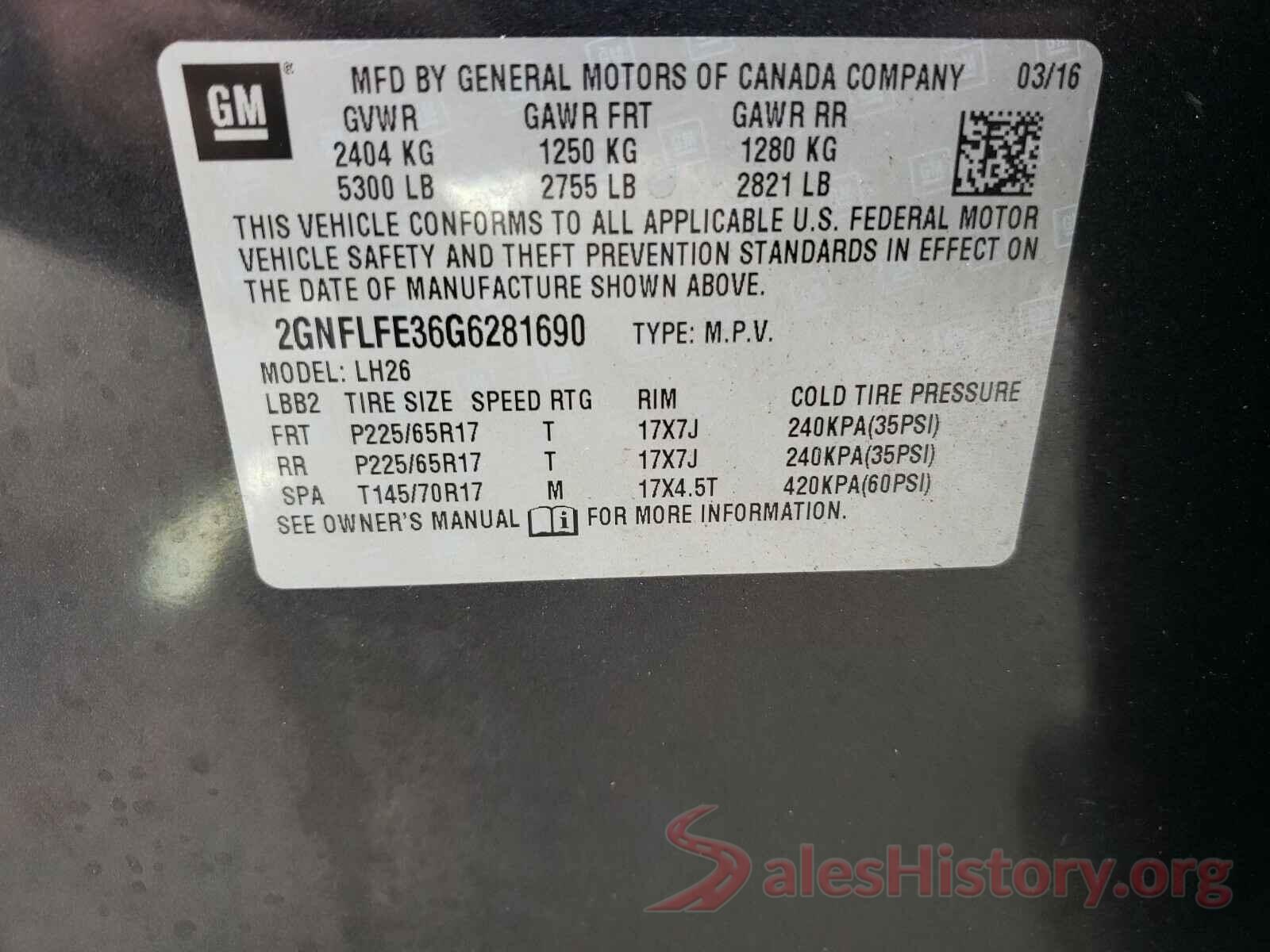 2GNFLFE36G6281690 2016 CHEVROLET EQUINOX