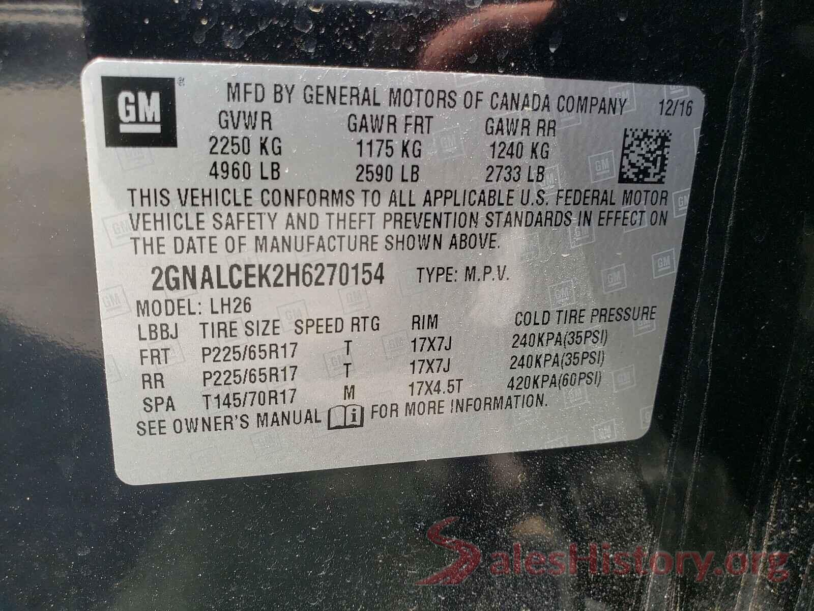 2GNALCEK2H6270154 2017 CHEVROLET EQUINOX