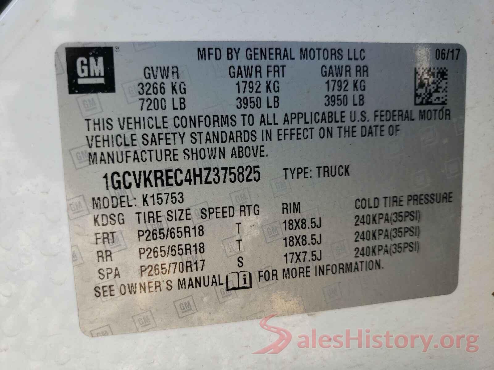 1GCVKREC4HZ375825 2017 CHEVROLET SILVERADO