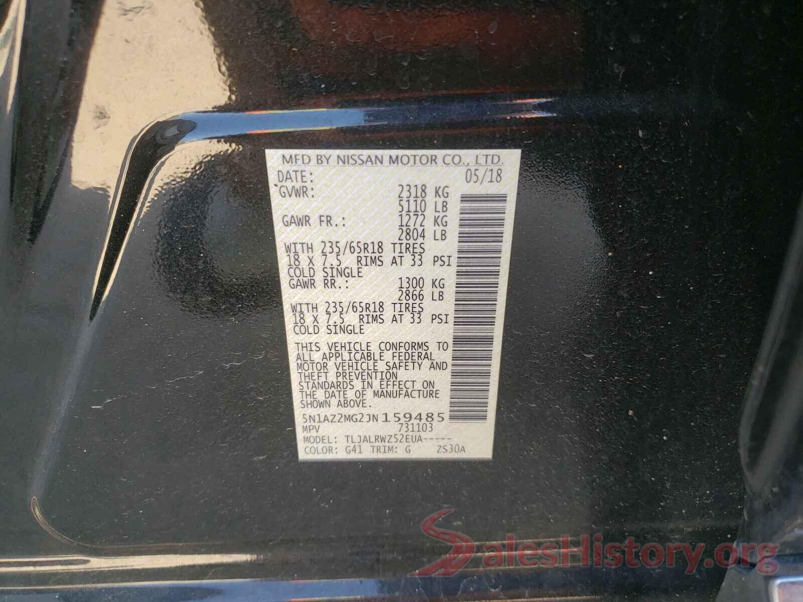 5N1AZ2MG2JN159485 2018 NISSAN MURANO