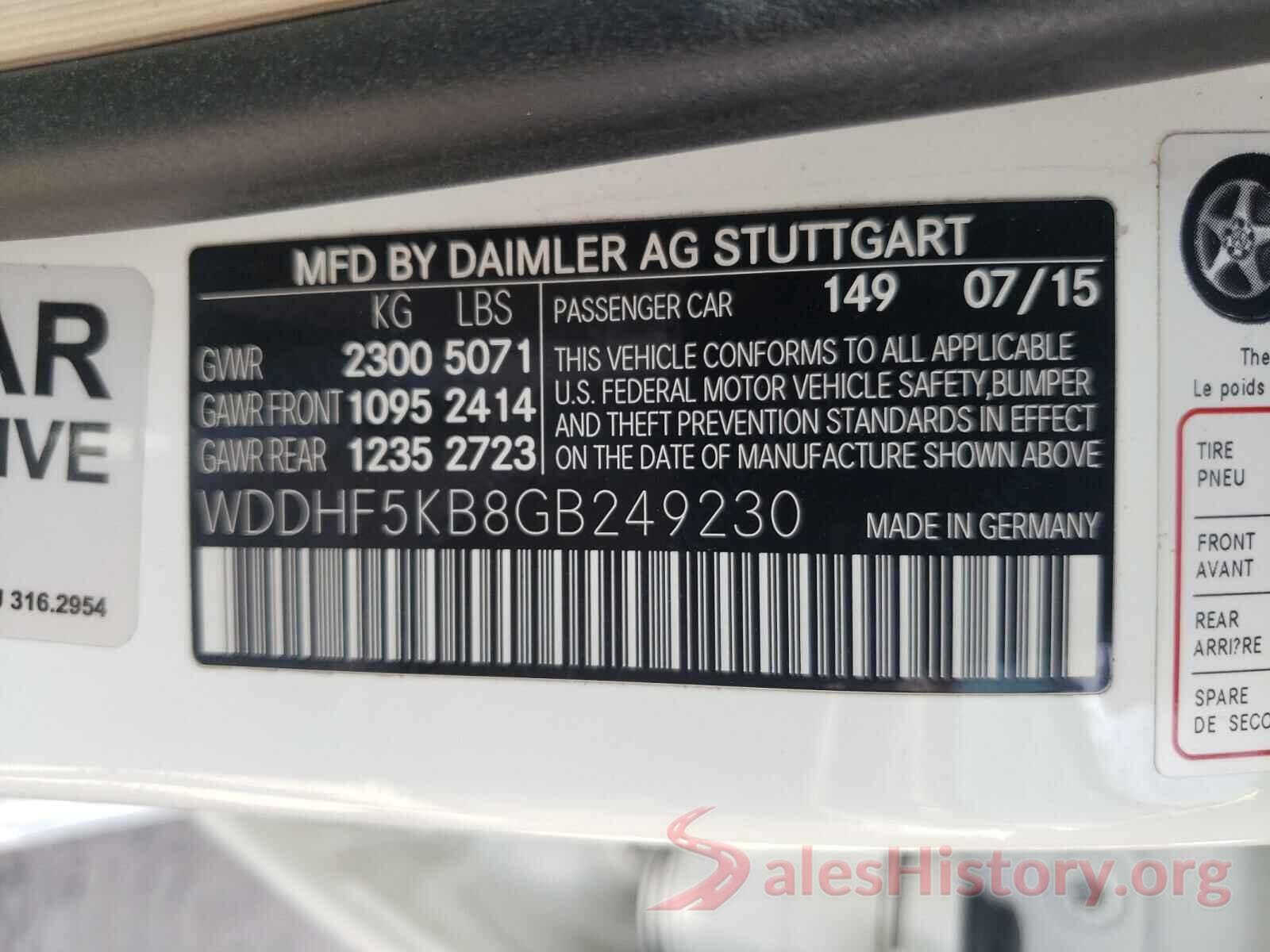 WDDHF5KB8GB249230 2016 MERCEDES-BENZ E CLASS