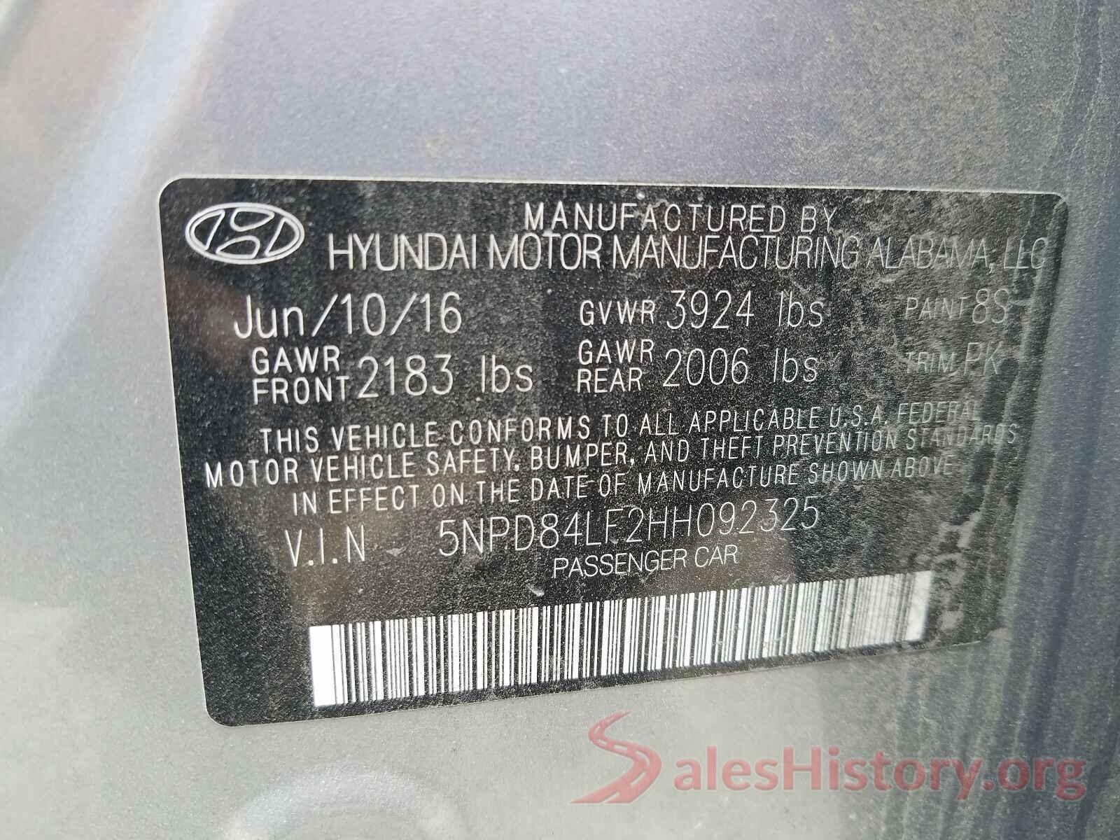 5NPD84LF2HH092325 2017 HYUNDAI ELANTRA