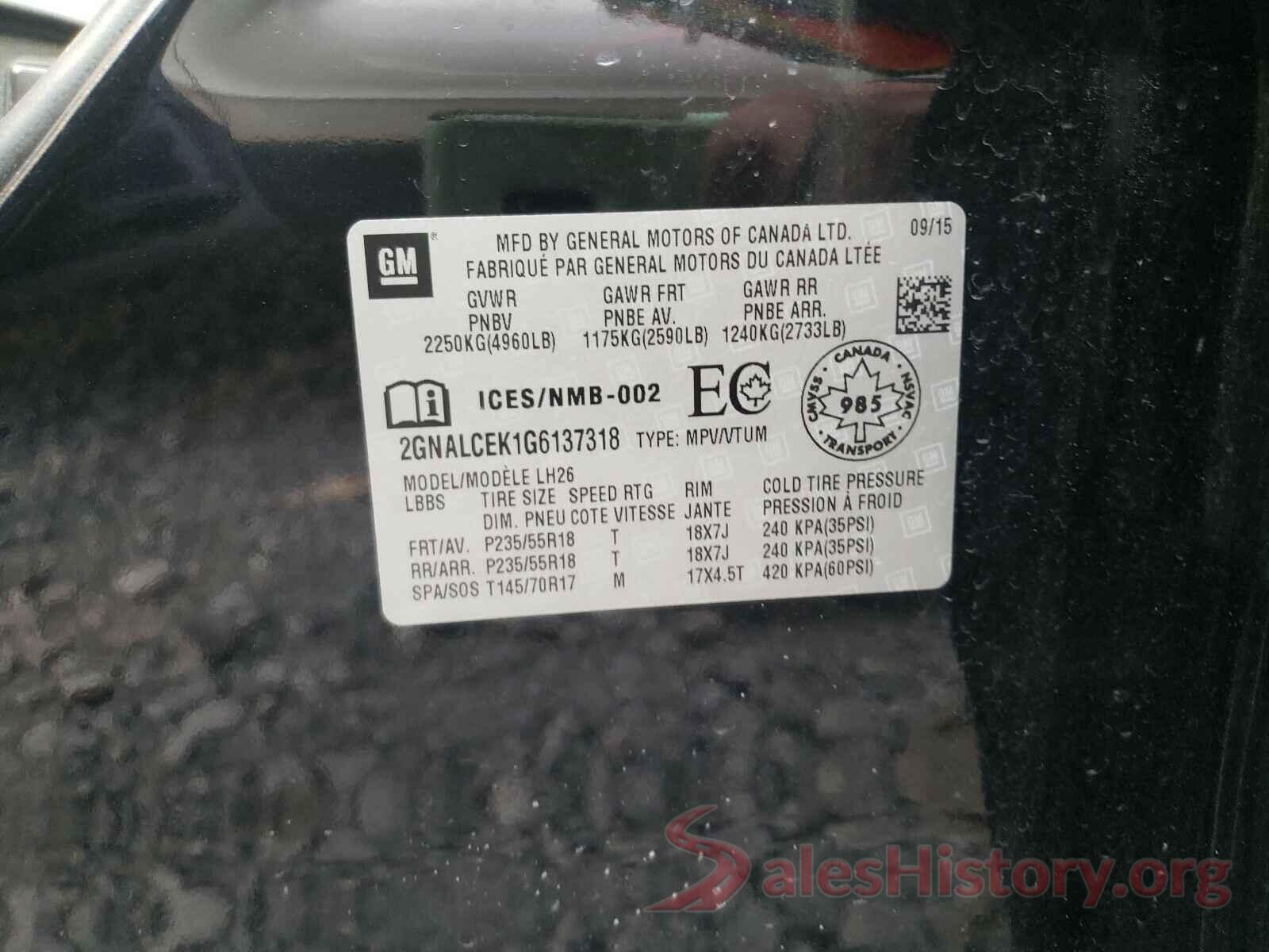 2GNALCEK1G6137318 2016 CHEVROLET EQUINOX