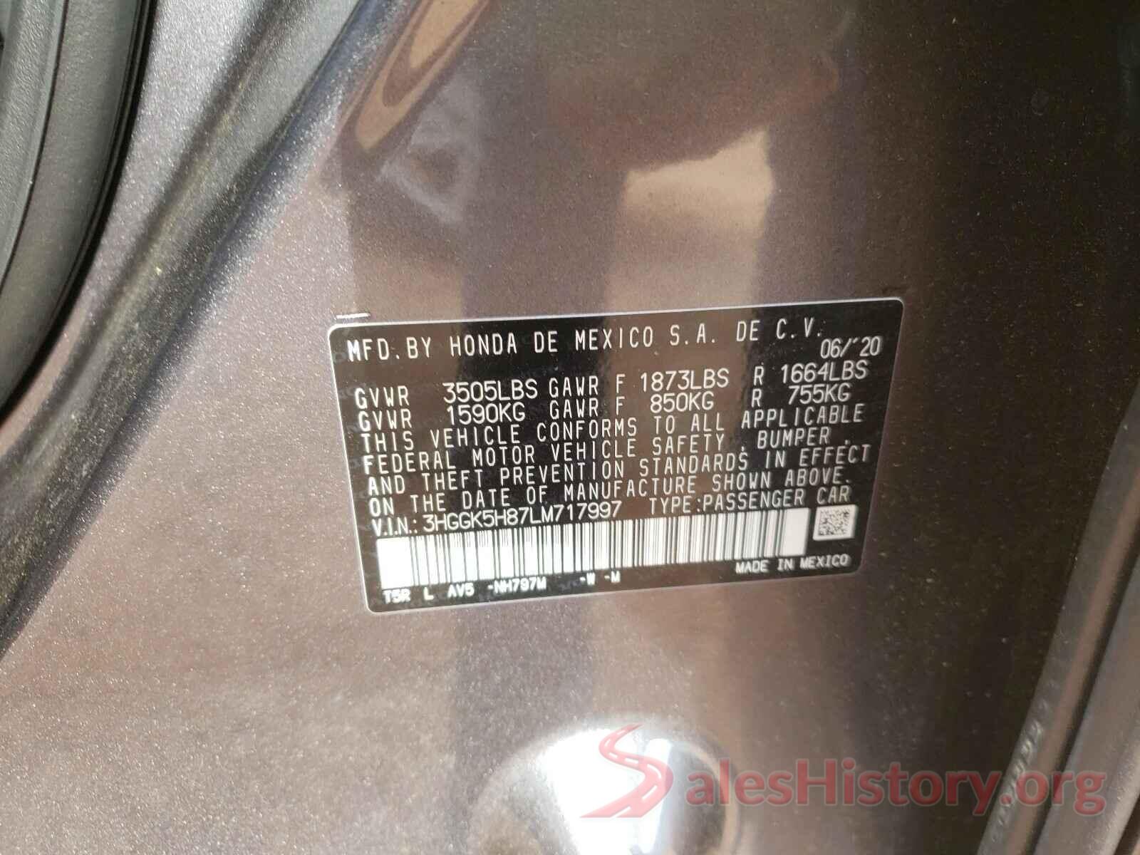 3HGGK5H87LM717997 2020 HONDA FIT