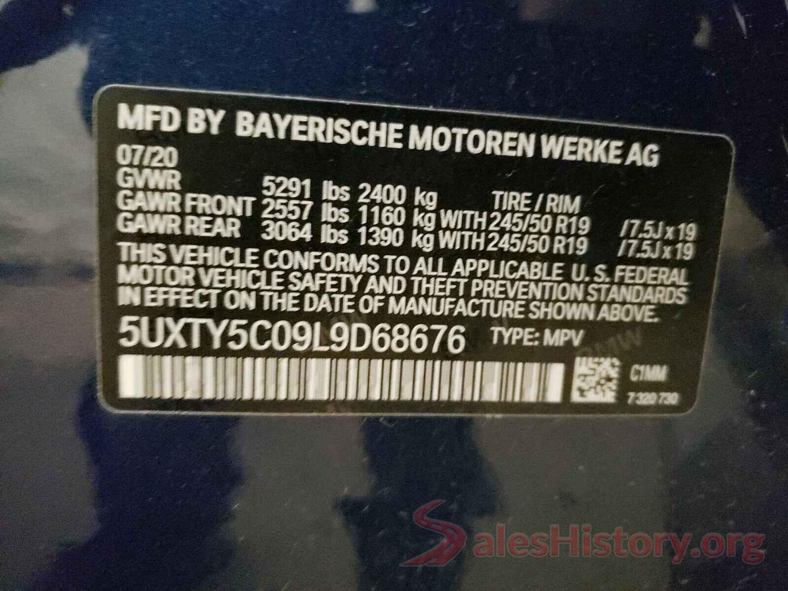 5UXTY5C09L9D68676 2020 BMW X3