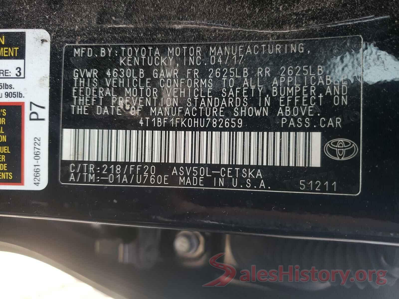 4T1BF1FK0HU782659 2017 TOYOTA CAMRY