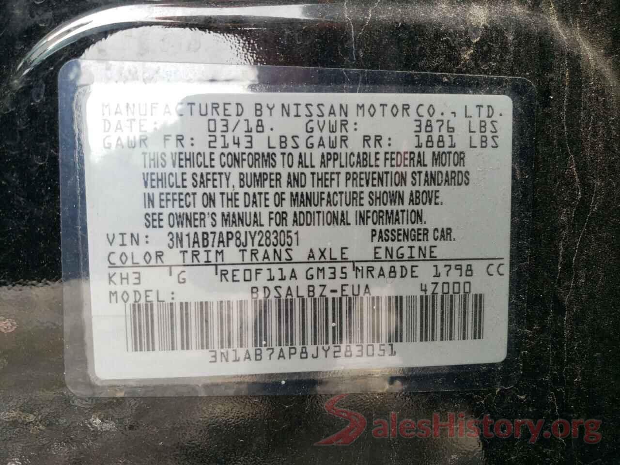 3N1AB7AP8JY283051 2018 NISSAN SENTRA