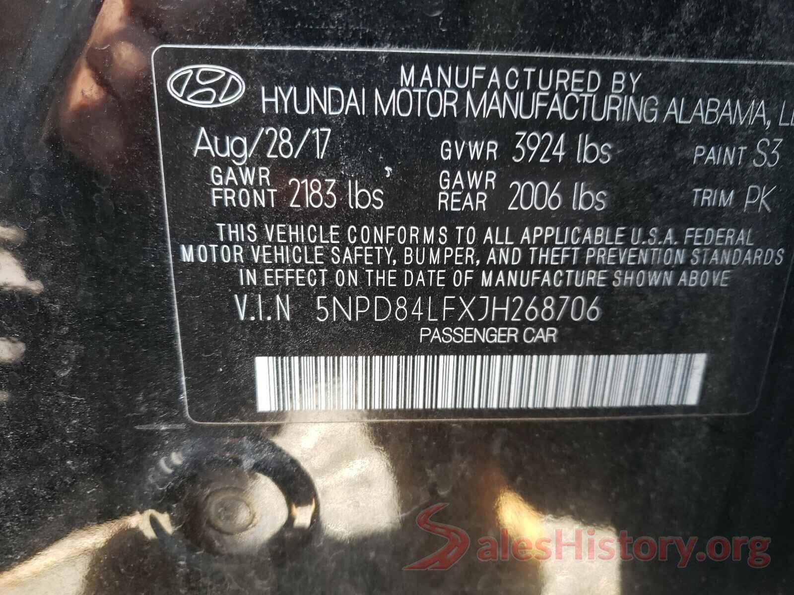 5NPD84LFXJH268706 2018 HYUNDAI ELANTRA