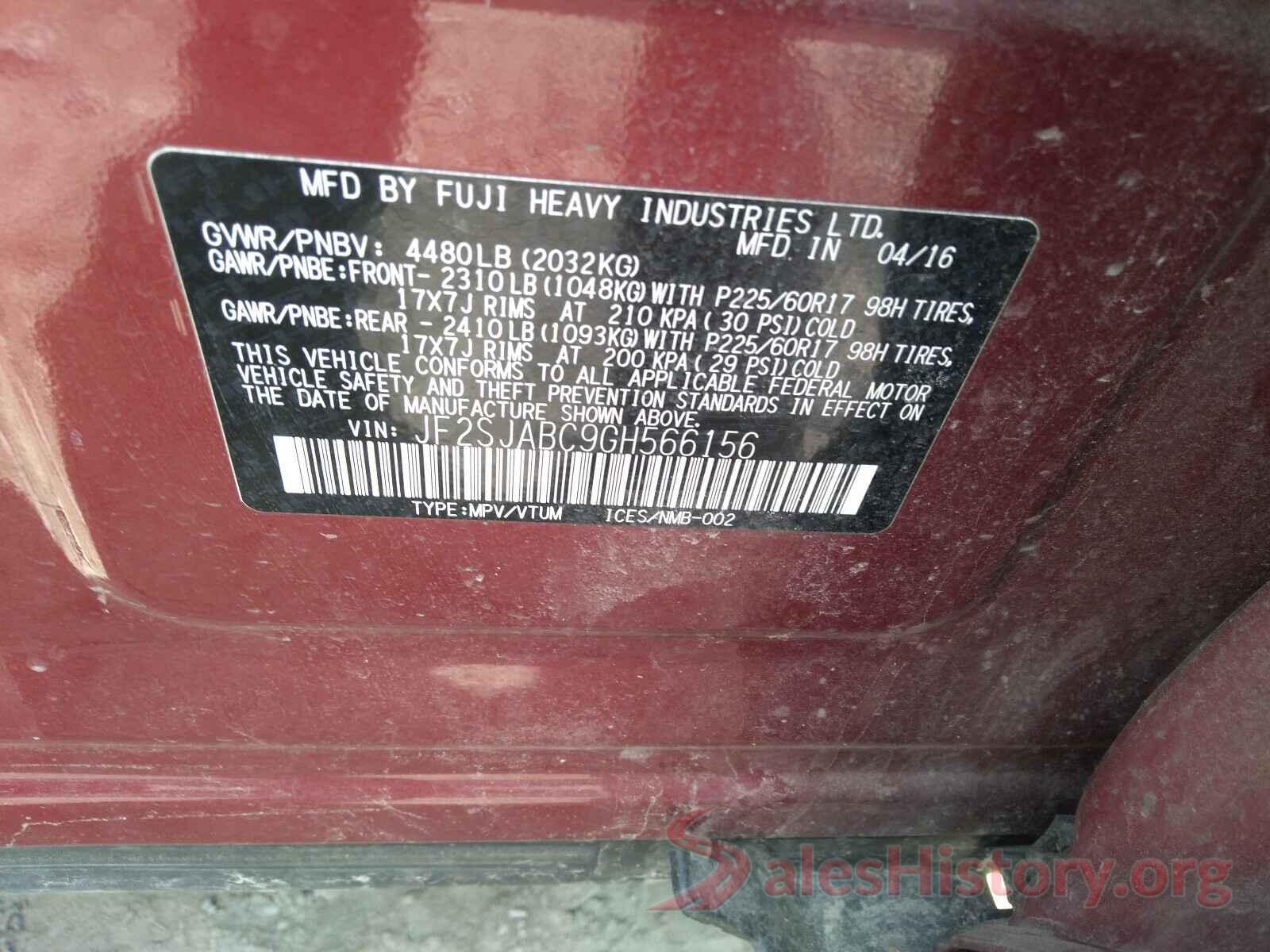 JF2SJABC9GH566156 2016 SUBARU FORESTER