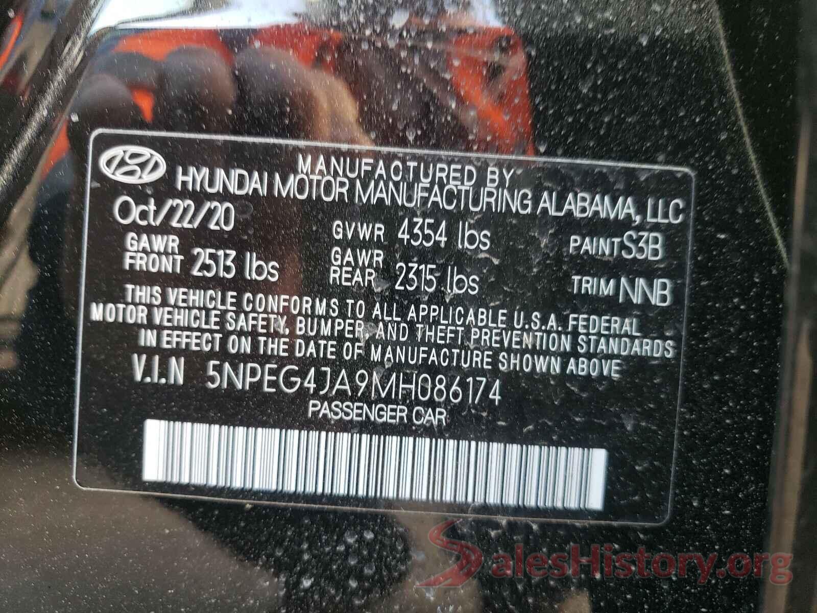 5NPEG4JA9MH086174 2021 HYUNDAI SONATA