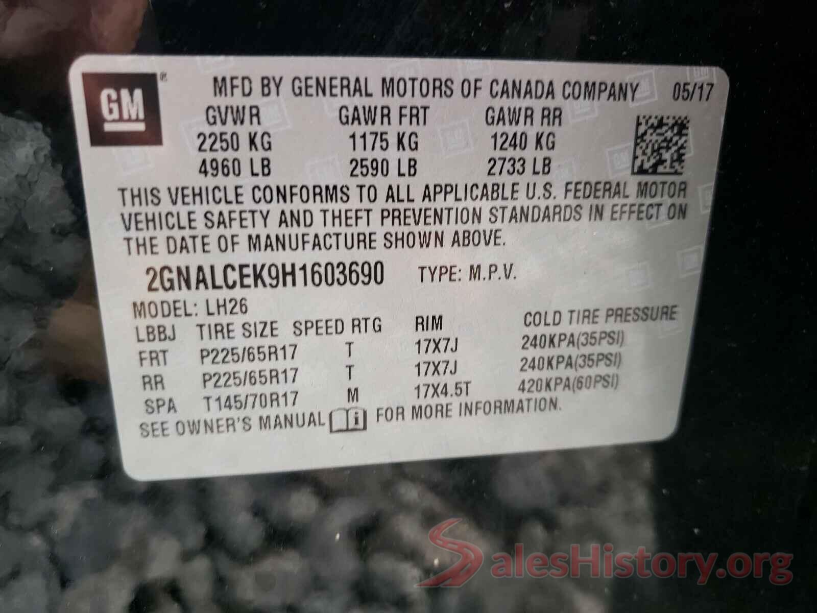 2GNALCEK9H1603690 2017 CHEVROLET EQUINOX