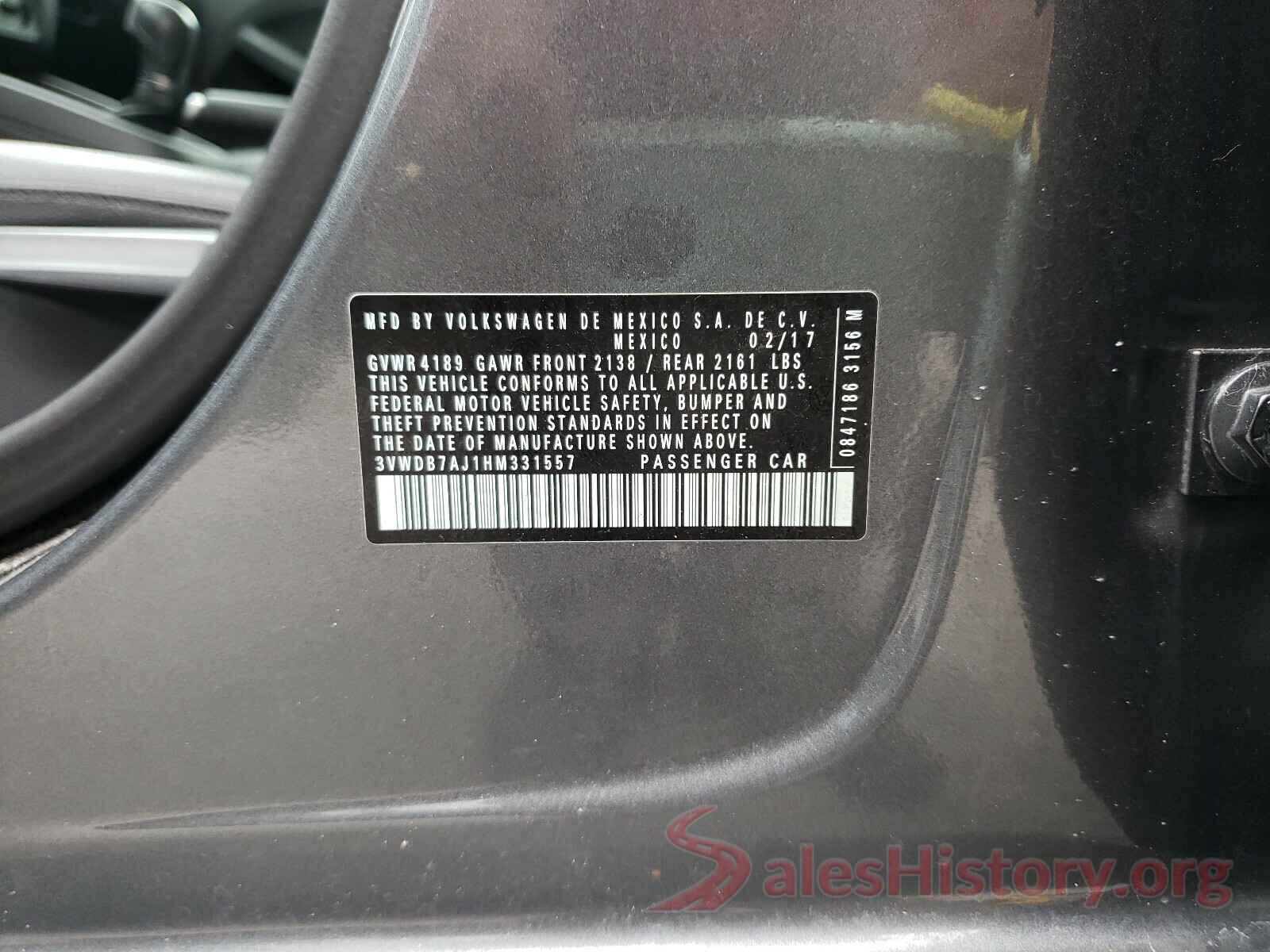 3VWDB7AJ1HM331557 2017 VOLKSWAGEN JETTA