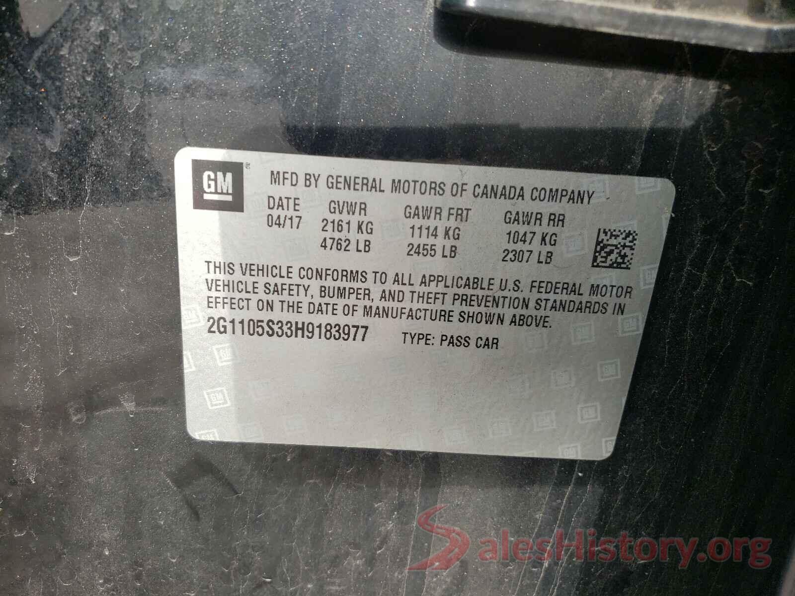 2G1105S33H9183977 2017 CHEVROLET IMPALA