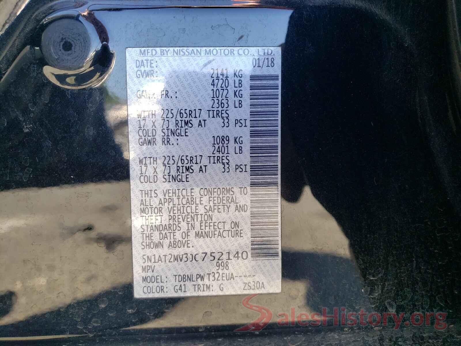 5N1AT2MV3JC752140 2018 NISSAN ROGUE