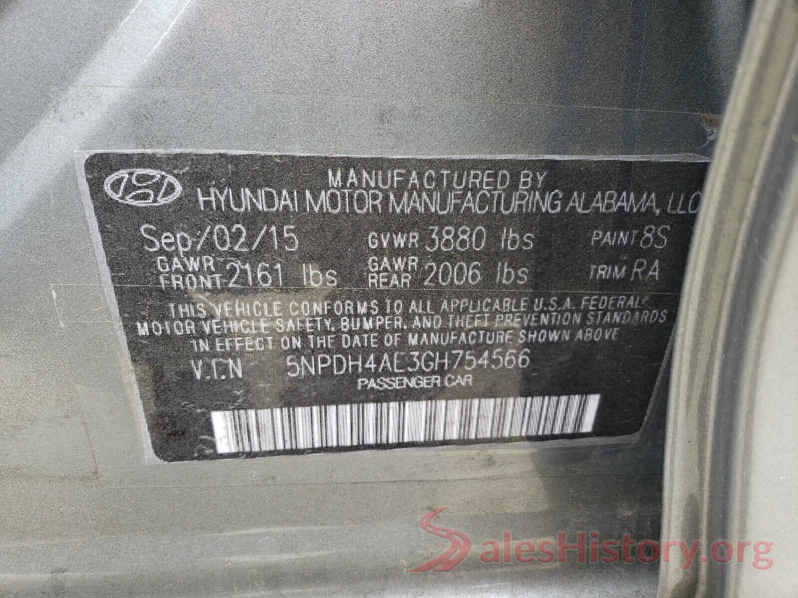 5NPDH4AE3GH754566 2016 HYUNDAI ELANTRA