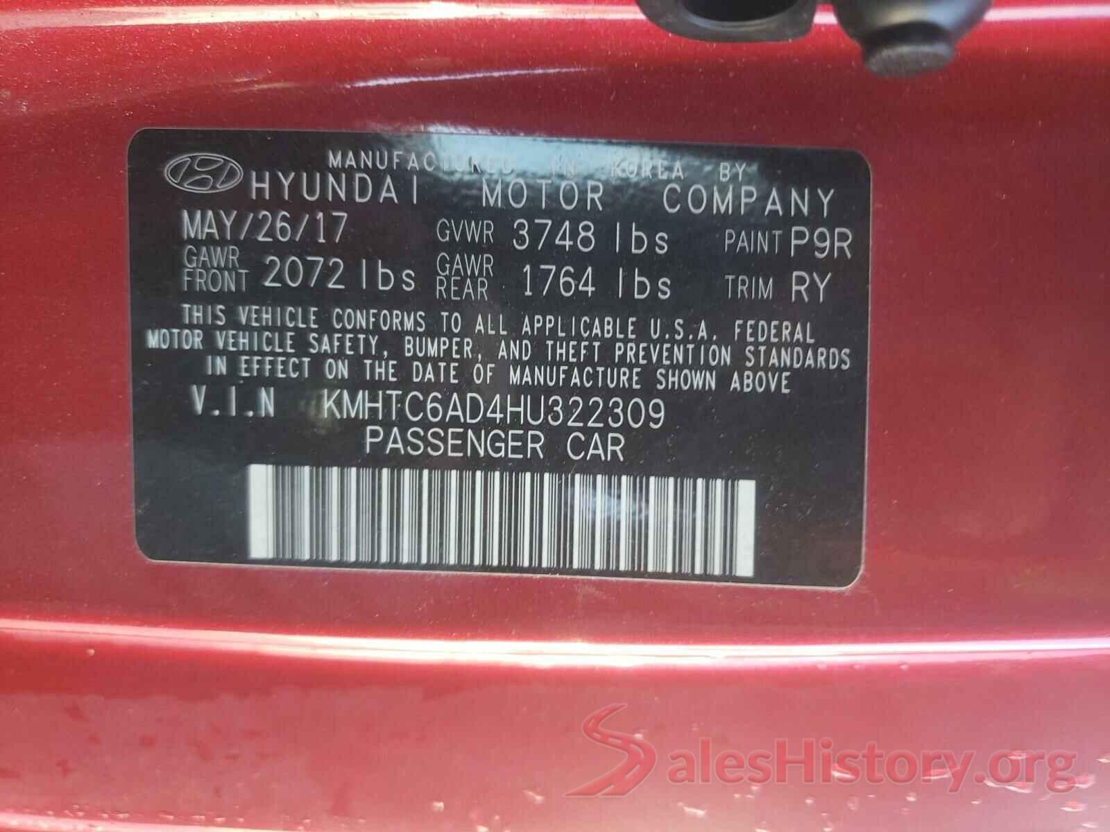 KMHTC6AD4HU322309 2017 HYUNDAI VELOSTER