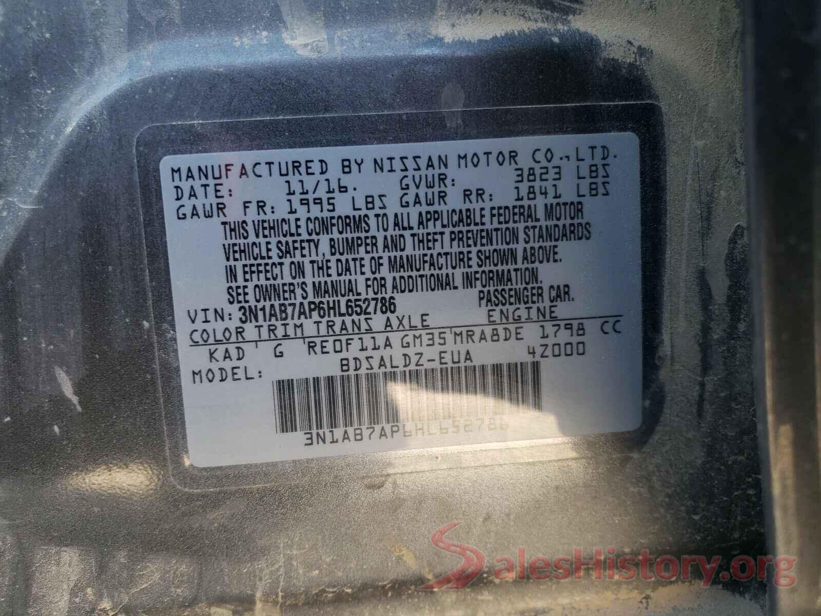 3N1AB7AP6HL652786 2017 NISSAN SENTRA