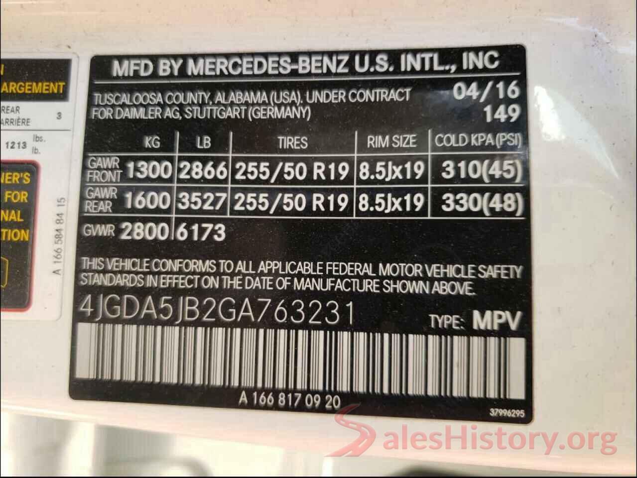 4JGDA5JB2GA763231 2016 MERCEDES-BENZ G CLASS