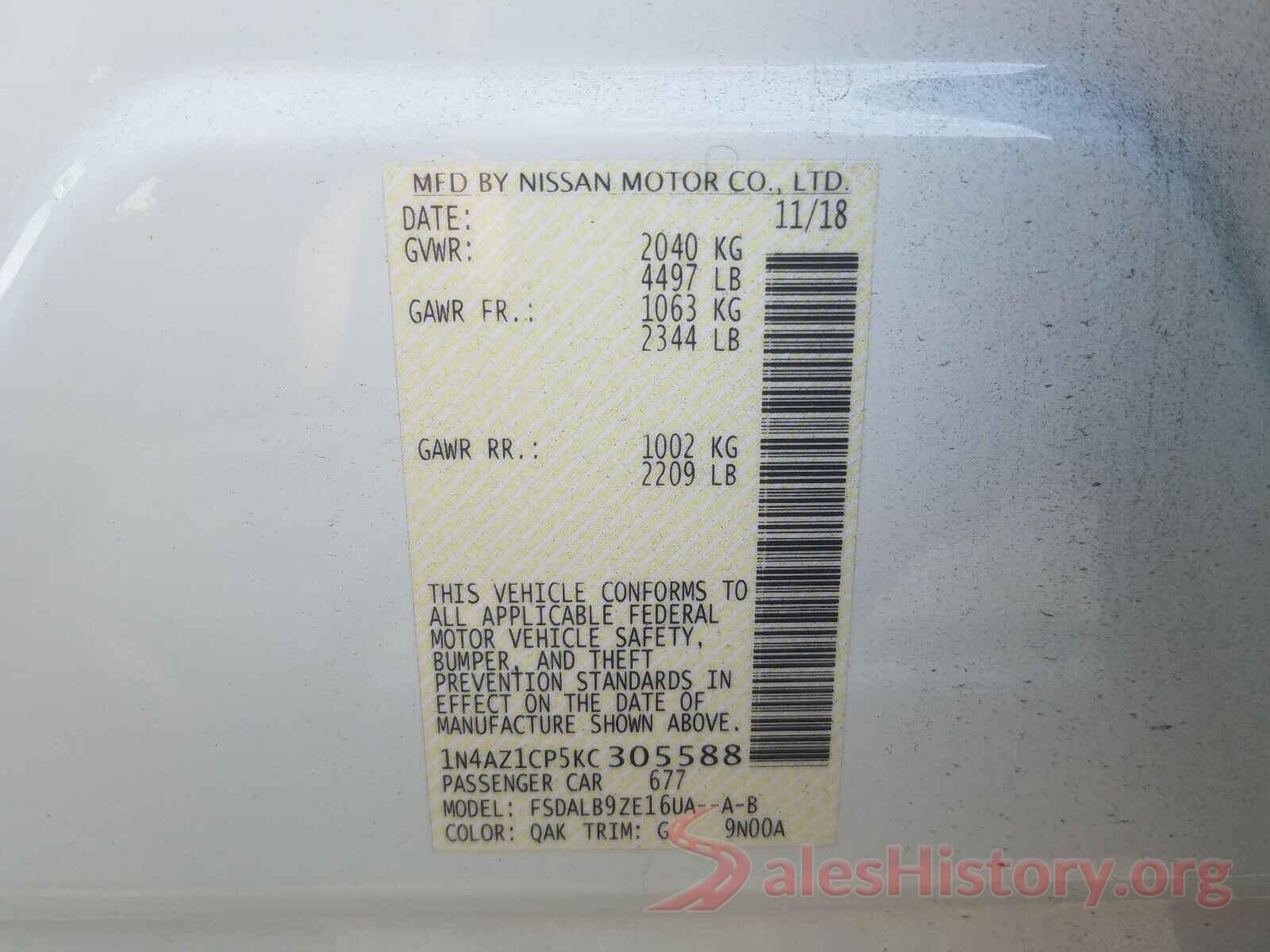 1N4AZ1CP5KC305588 2019 NISSAN LEAF