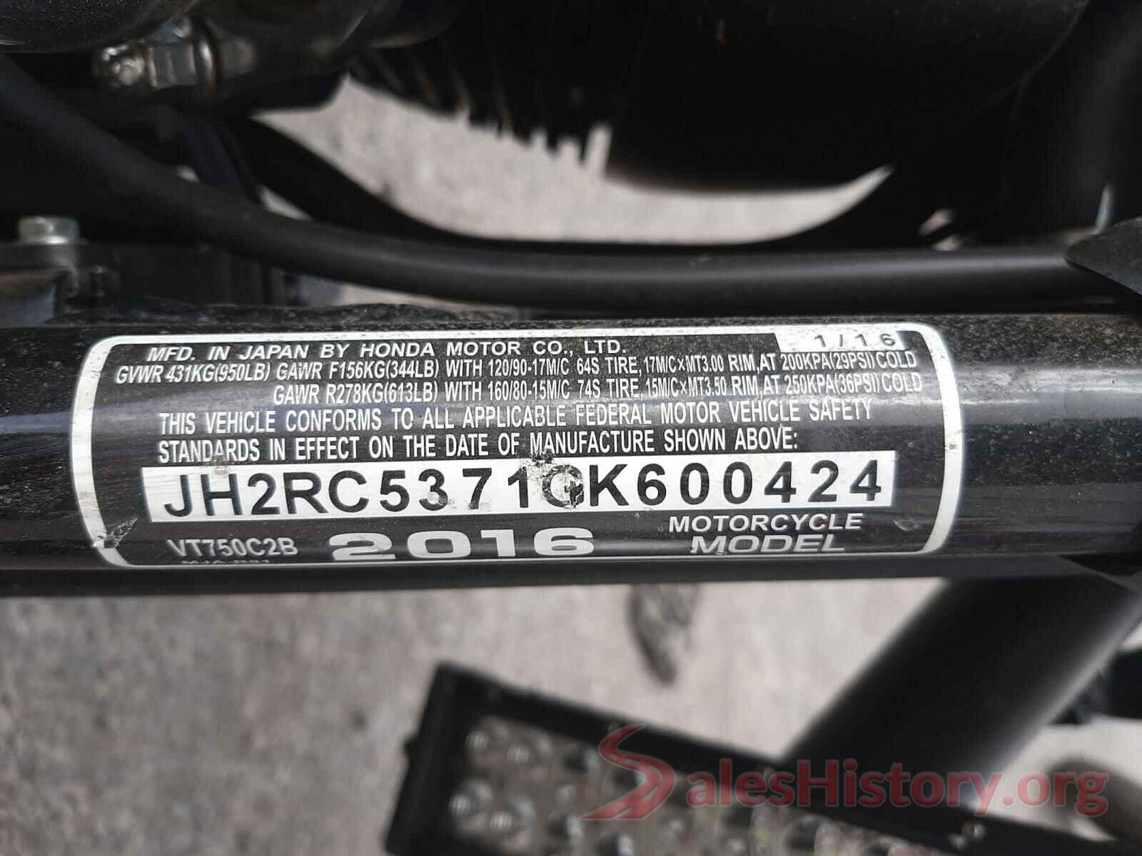 JH2RC5371GK600424 2016 HONDA VT CYCLE