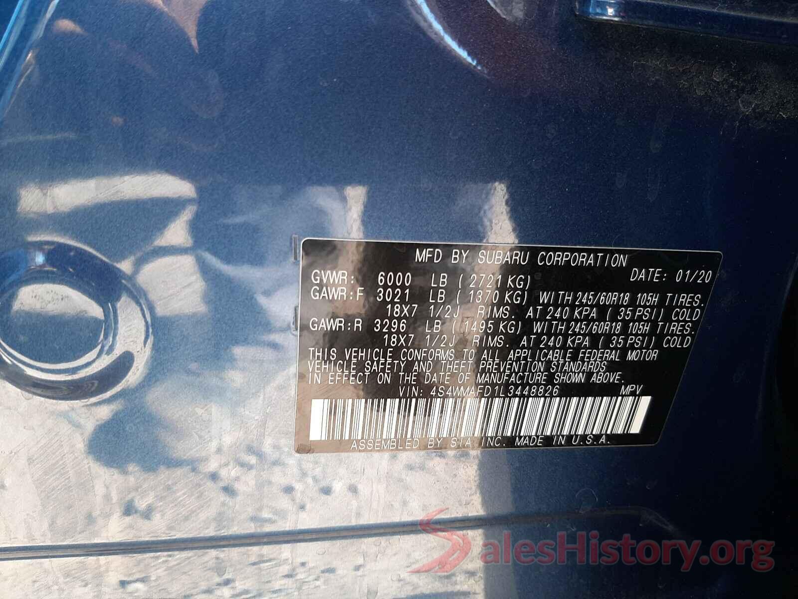 4S4WMAFD1L3448826 2020 SUBARU ASCENT